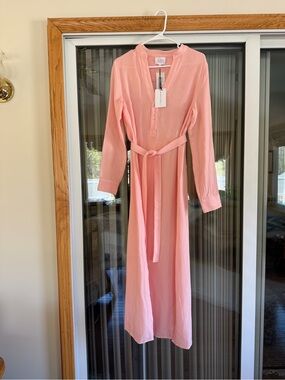 NWT Bird & Knoll Shell Pink Long Sleeve Belted Frieda Cotton Gauze Dress